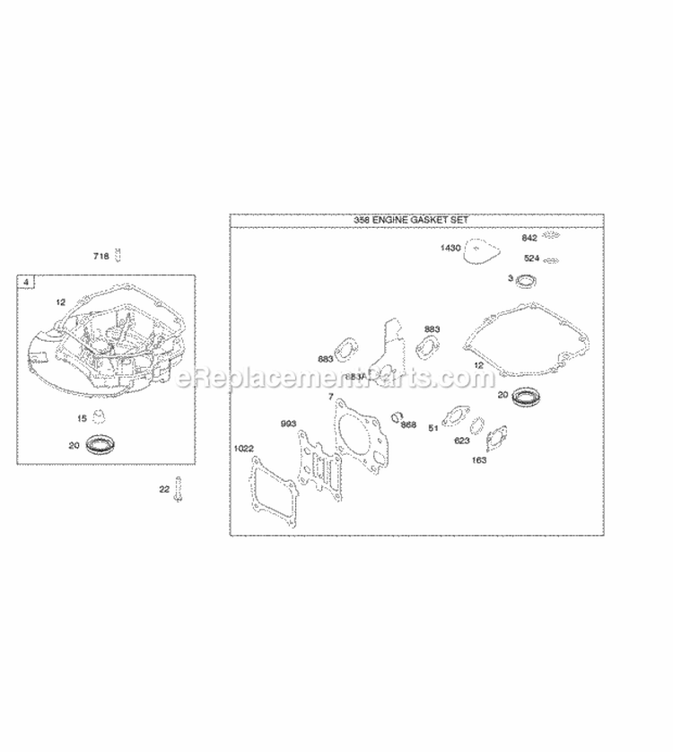 Gasket Set-Engine Sump Diagram and Parts List for  Briggs and Stratton Engine